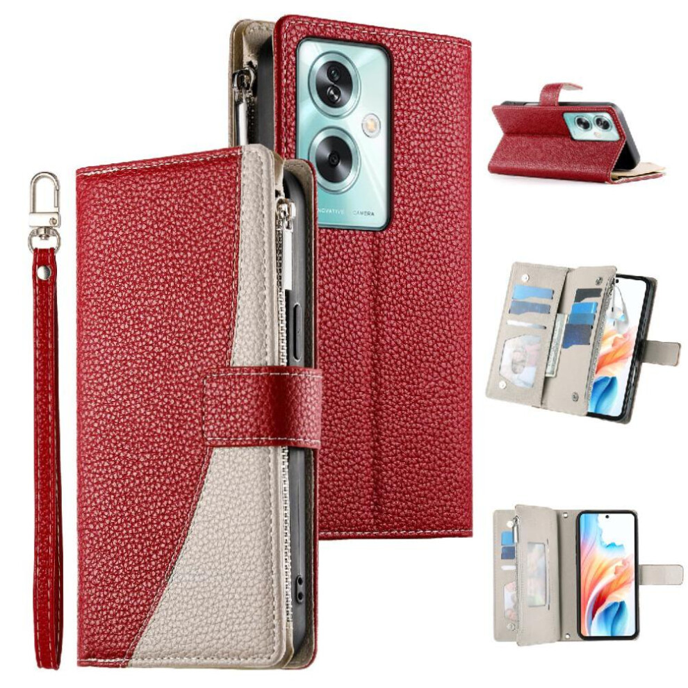 Photos - Case Flip for Oppo A79 5g Wallet Card Slots Elegant Leather (Red)