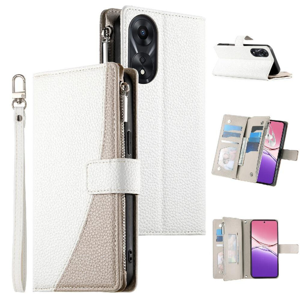 (White) Flip Case For Oppo A78 5G Wallet Leather Case Elegant Card Slots White 764563663538