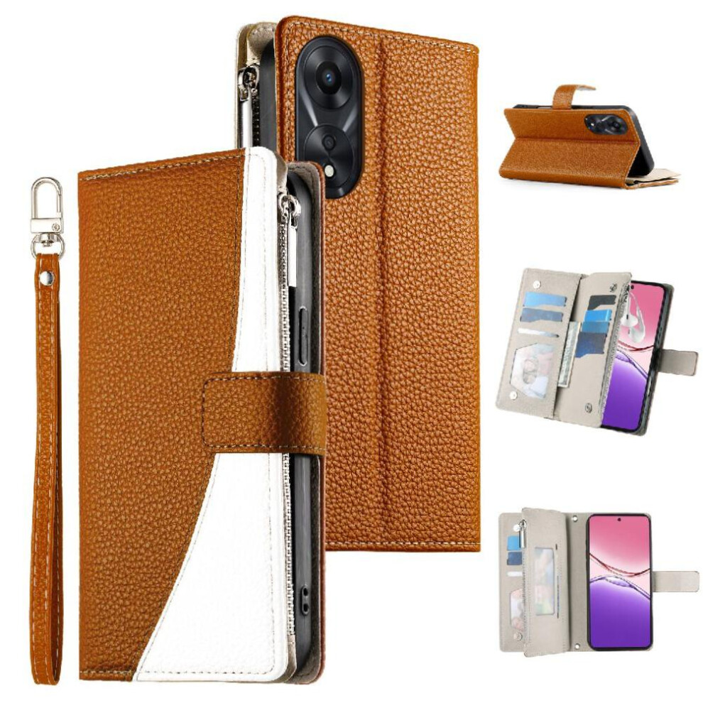 (Brown) Flip Case For Oppo A78 5G Wallet Leather Case Elegant Card Slots Brown 764563663521