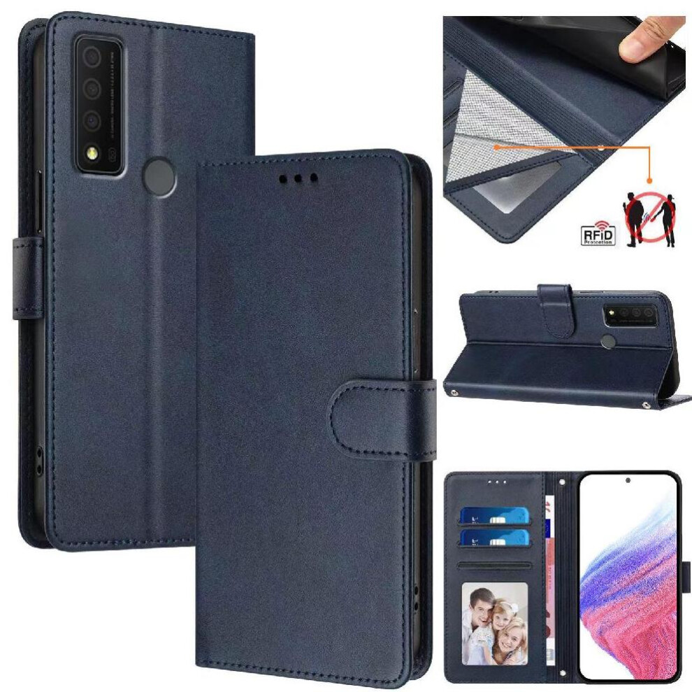 Photos - Case  Classic Style Flip  for Tcl 30 Xe 5g Magnetic Closure Shockproof Wallet  Rfid Blocking Card Holder(Blue)