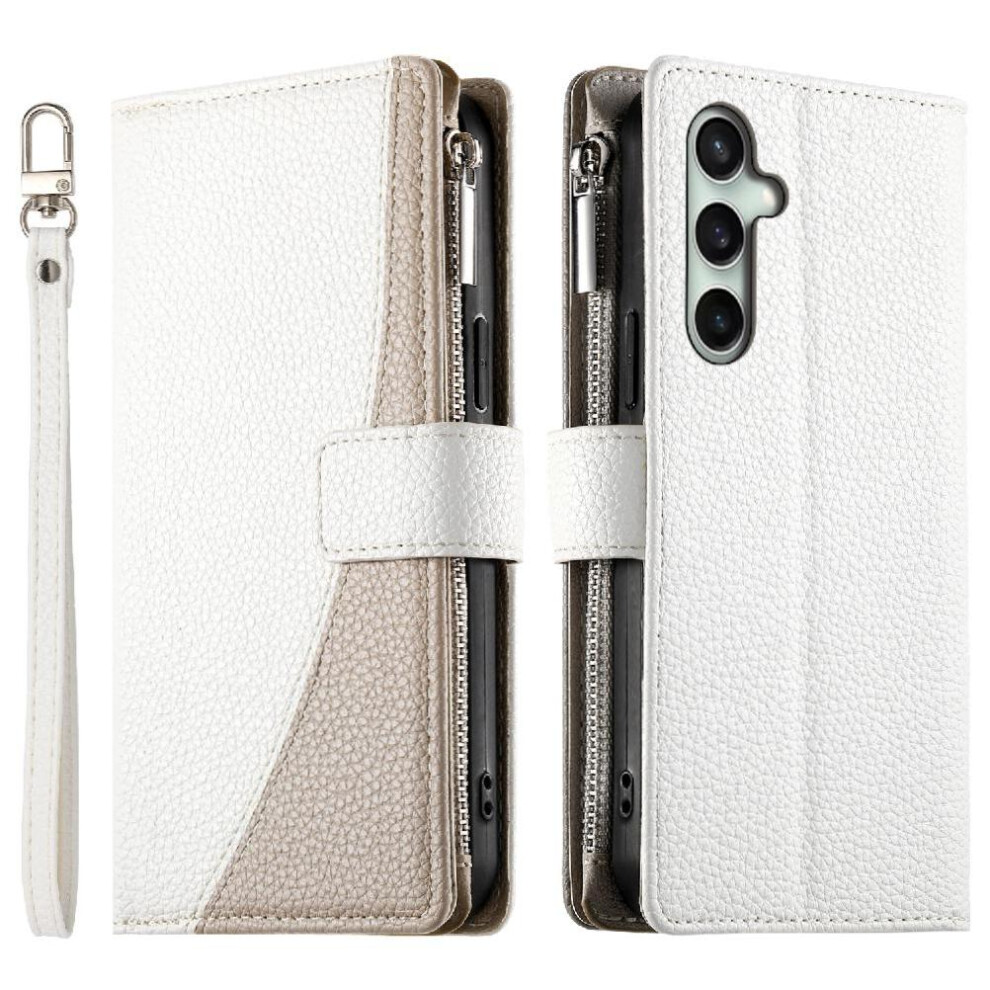 (White) Flip Case For Samsung Galaxy S25 Fe Wallet Card Slots Elegant Leather Case White 764563664603