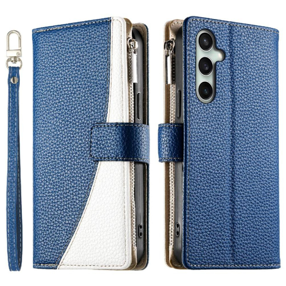 (Blue) Flip Case For Samsung Galaxy S25 Fe Wallet Card Slots Elegant Leather Case Blue 764563664610