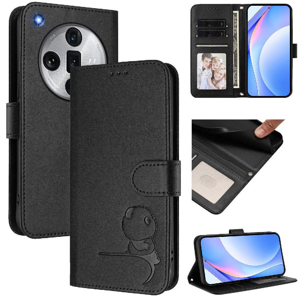 (Black) Phone Case For Oppo Find X7 Ultra Magnetic Rfid Blocking Card Slots Holder Kickstand Flip Folio Pu Leather Black 764563665587