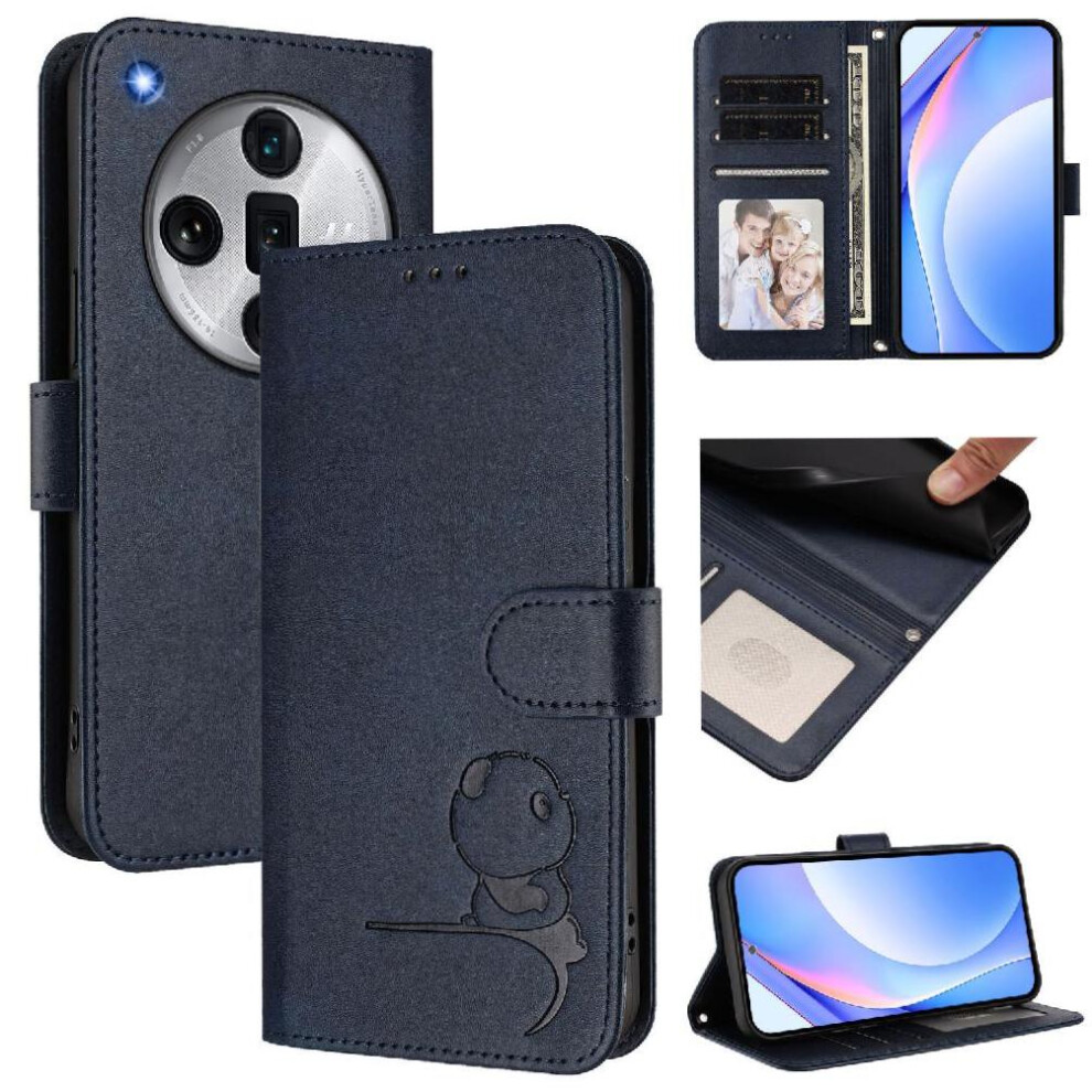 (Blue) Phone Case For Oppo Find X7 Ultra Magnetic Rfid Blocking Card Slots Holder Kickstand Flip Folio Pu Leather Blue 764563665600