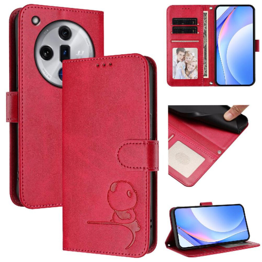 (Rose ) Phone Case For Oppo Find X7 Magnetic Flip Folio Rfid Blocking Pu Leather Card Slots Holder Kickstand Red 764563665679