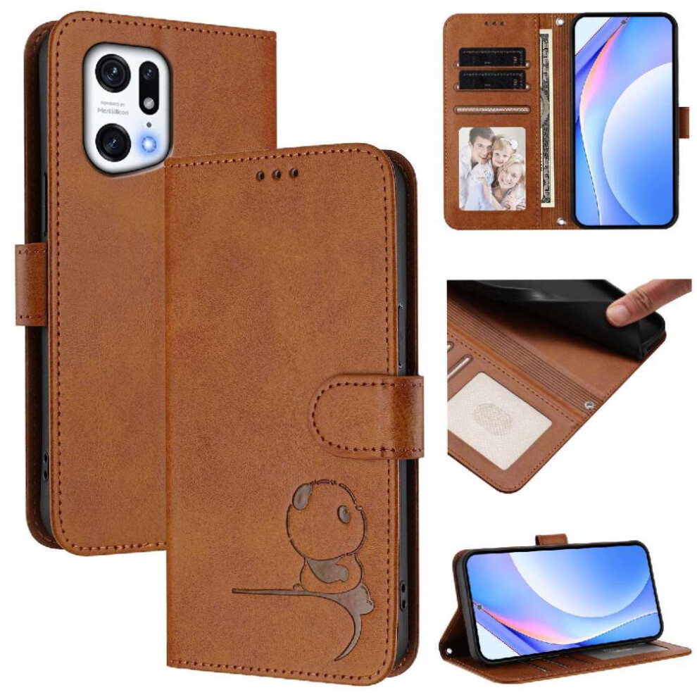 (Brown) Phone Case For Oppo Find X5 Pro Pu Leather Magnetic Rfid Blocking Flip Folio Card Slots Holder Kickstand Brown 764563665860