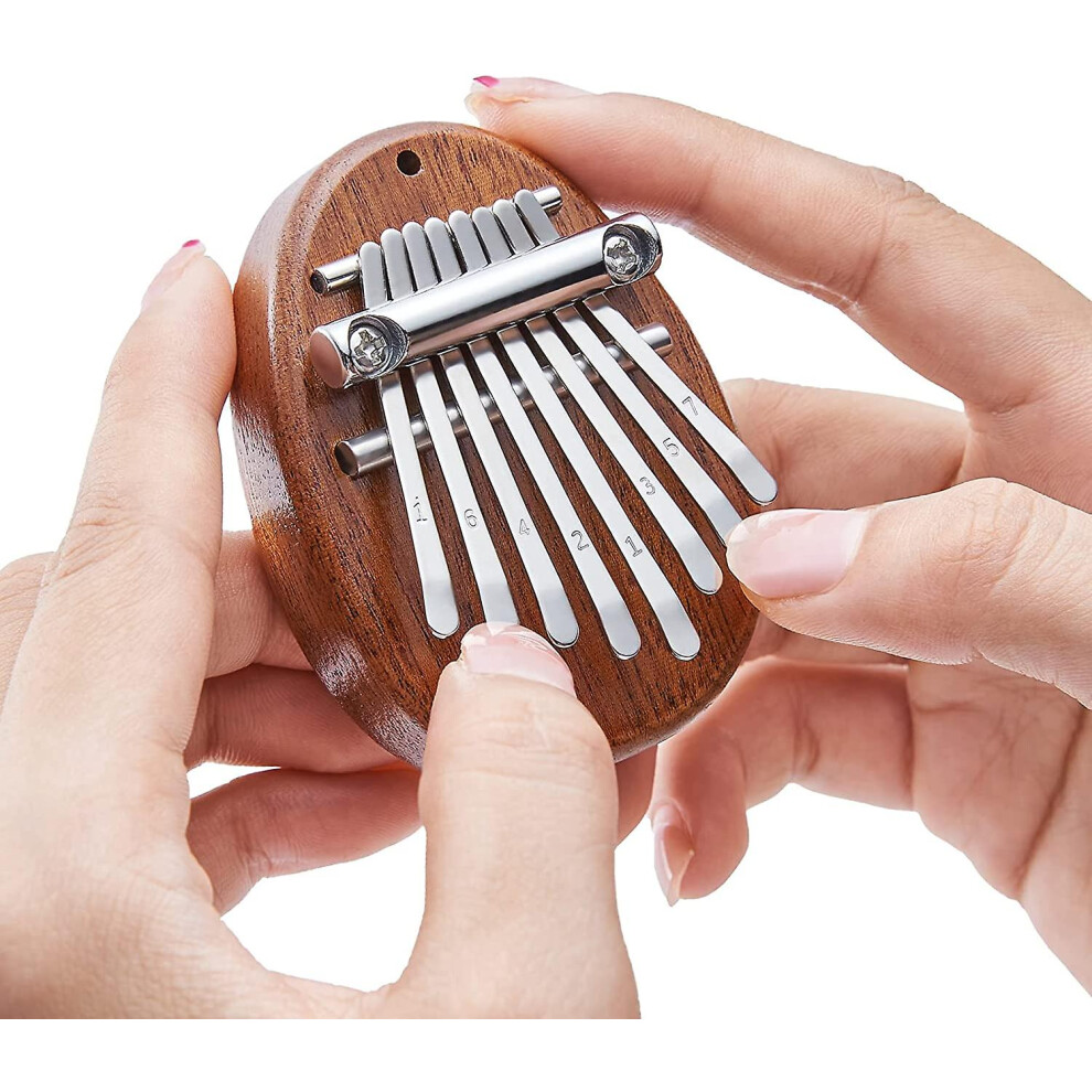 (As show, One size) Mini 8-key Kalimba Thumb Piano Gift For Kids Beginners, Exquisite Finger Piano Ornament For Christmas Tree (oval)