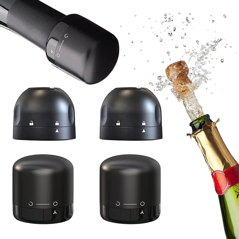 (As show, One size) (4 Pieces) Champagne Stopper, Reusable Silicone Leak-proof Champagne Stopper, Keeps Champagne And Wine Fresh.