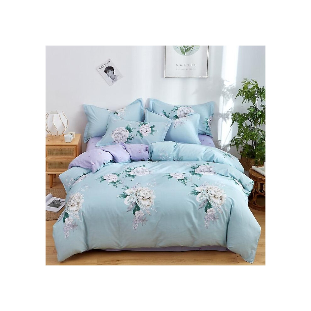 (As show, One size) Bedding Set With 1 Cotton Quilt Cover 1 Fitted Sheet And 2 Pillowcases, 200 X 230 Cm, 180 X 200 Cm, 48 X 72 Cm(vegetable Flowers), Four-piece Sheet Se