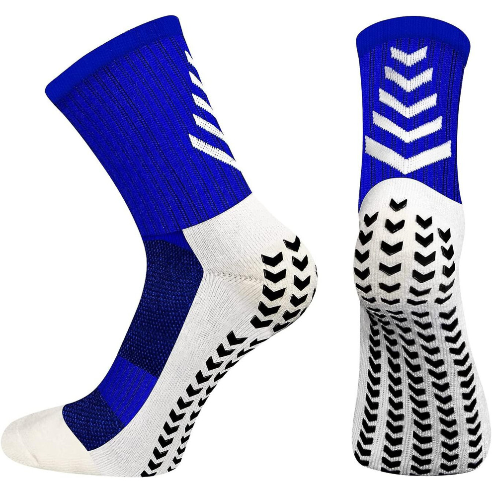 (As Show, One Size) 2 Pairs Anti-Slip Sports Sock Men Breathable Football Socks Sports Compression Anti-Blister Socks Hiking, Trekking, Basketbal Blue
