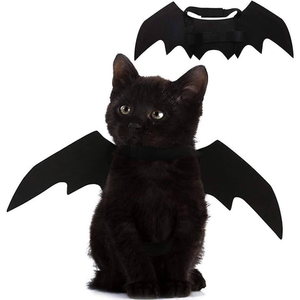 (As show, One size) Halloween Party Decoration With Pet Bat Wings, Puppy Collar Lead, Role-playing With Bat Costumes, Cute Puppy Cat Dress Up Accessor