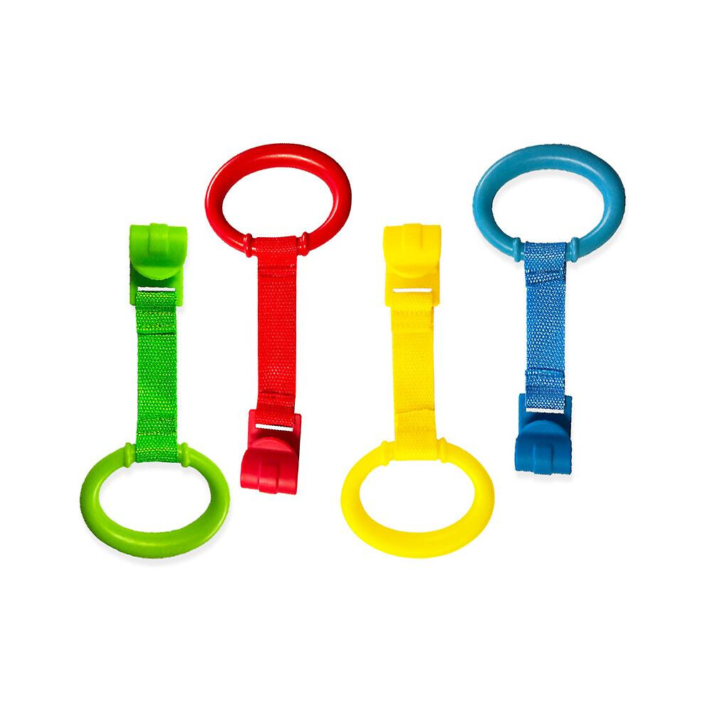 (As show, One size) 4pcs Crib Pull Ring, 4 Colors Crib Standing Pull Ring Crib Hanging Ring Walking Assistant Standing Pull Ring, Suitable For Infant