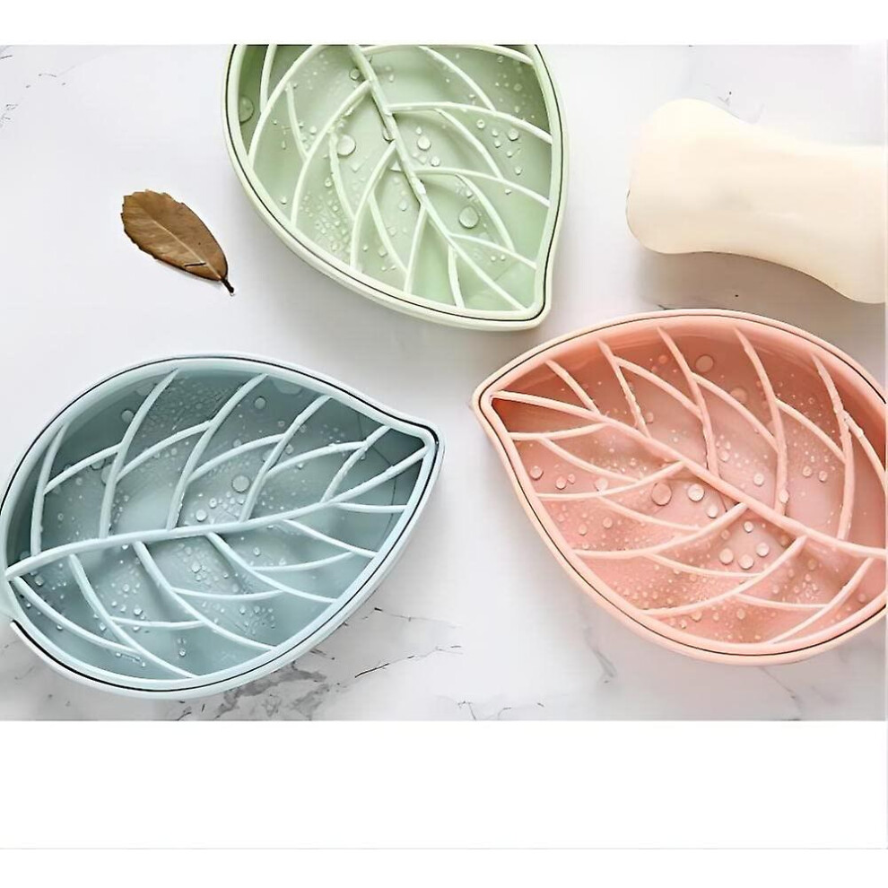 (As show, One size) 3 Colors Soap Dish With Drainage Tray, Stylish Soap Dish For Shower Kitchen Use, 3 Packs