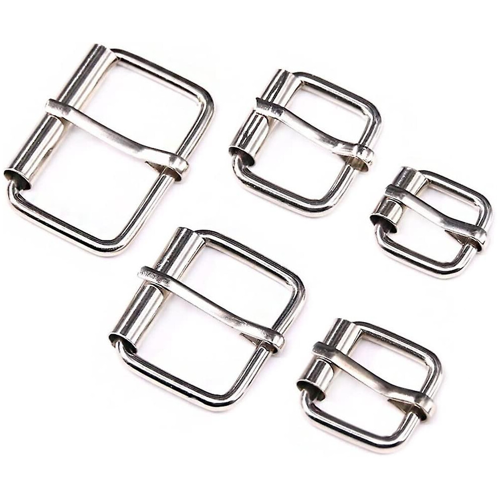 (As show, One size) 5 Multi-purpose Silver Metal Roller Buckle Rings For Hardware Belt Pockets - 10mm, 12mm, 14mm, 16mm, 18mm