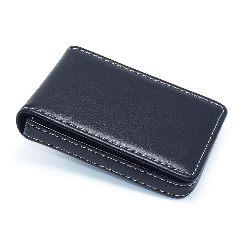 (As show, One size) Vertical Pu Leather Business Card Case Pocket Card Holder With Magnetic Clasp Credit Card Holder/wallet (black)