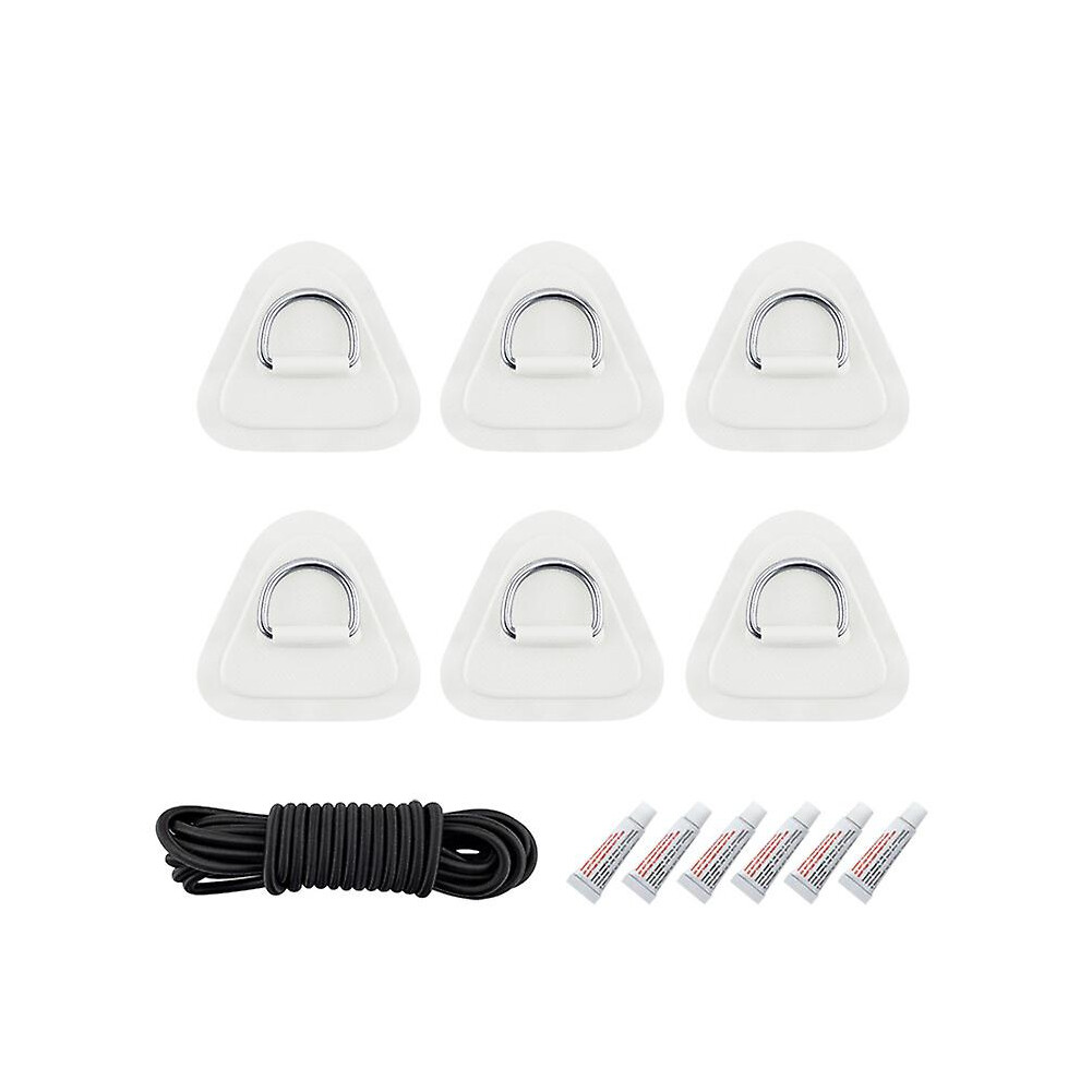 (As show, One size) 1 Set D Ring Pad Pvc Patch Boat Deck Rigging 2.5m Elastic Bungee Rope Kit For Stand Up Paddle Board Sup Deck Accessories White