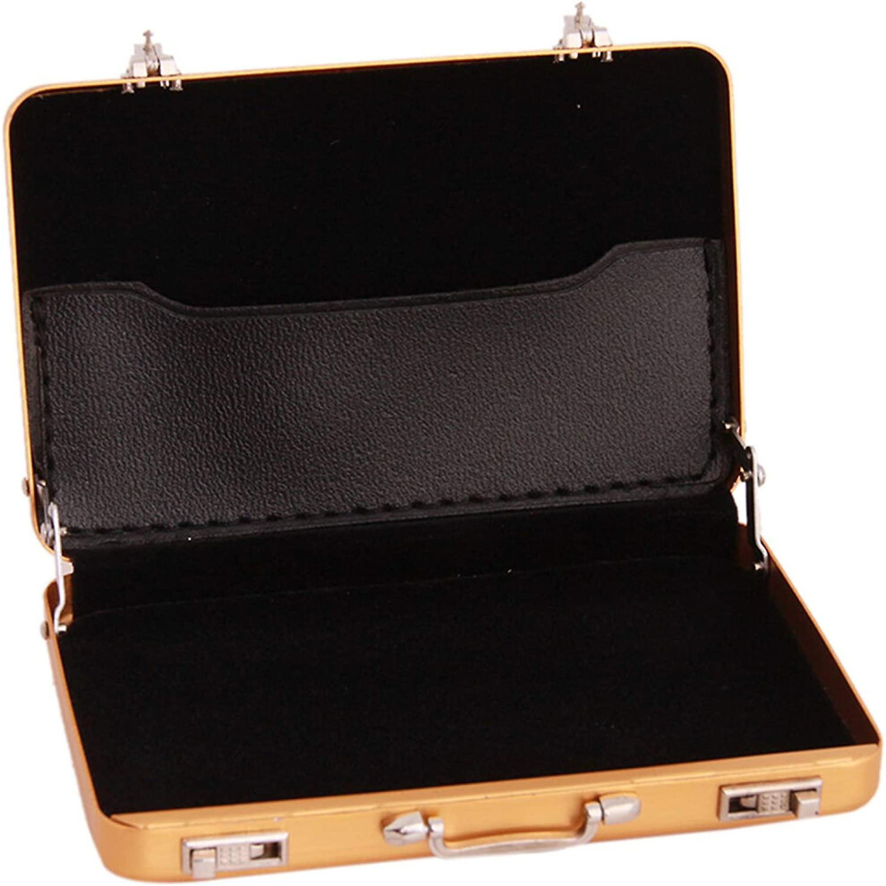 (As show, One size) Mini Aluminum Safe Briefcase Business Credit Card Bank Card Holder Casegold