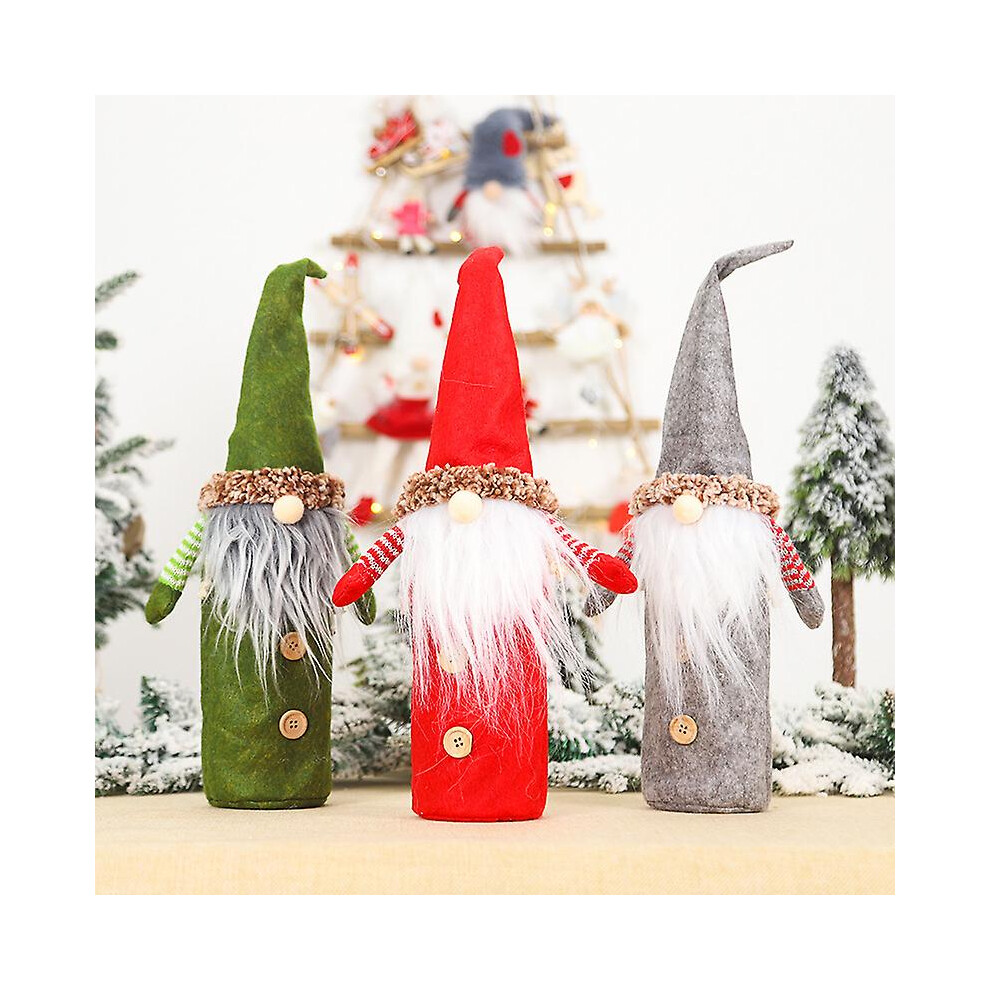 (As show, One size) 3 Piece Bottle Caps Christmas Wine Caps Santa Bottle Sack Swedish Gnome Bottle Caps Home Christmas Decorations