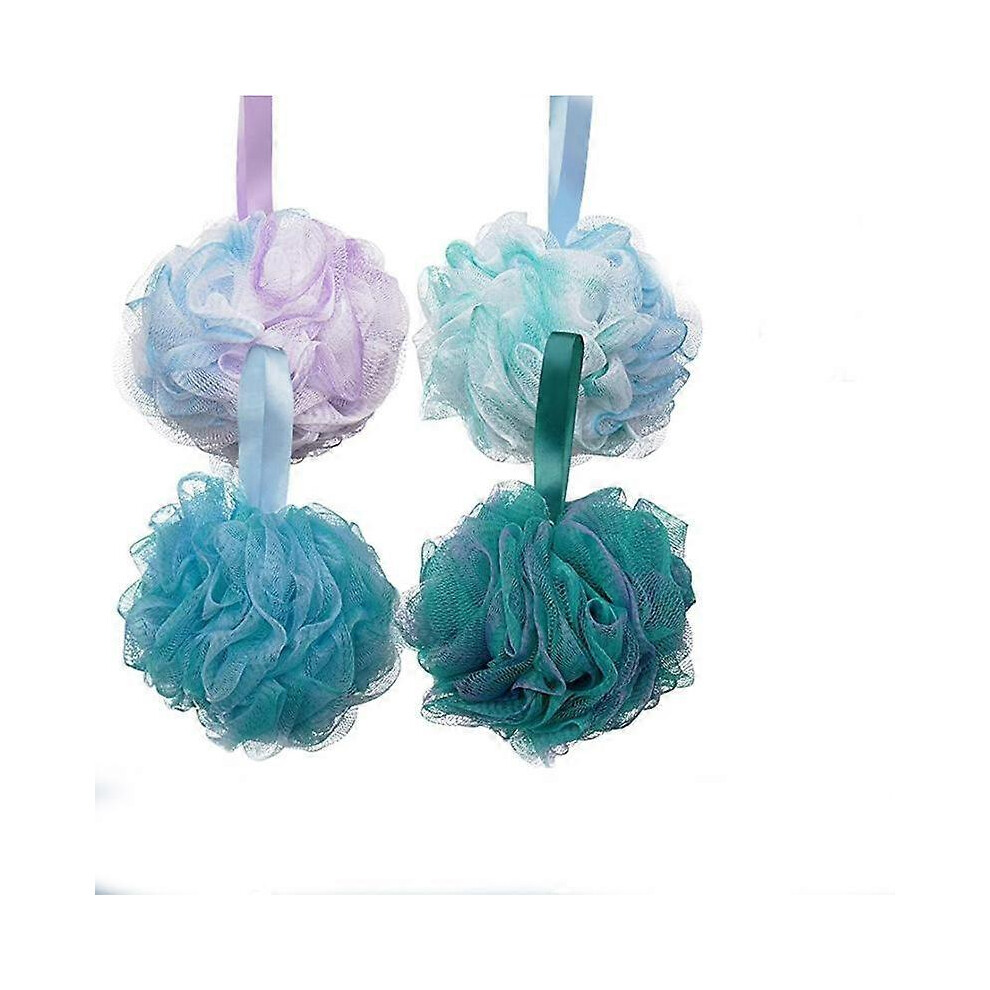 (As show, One size) Shower Sponge Shower Loofah (75g/pc) Mesh Bath Towel Scrubbing Board Shower Gel Puff 4pcs