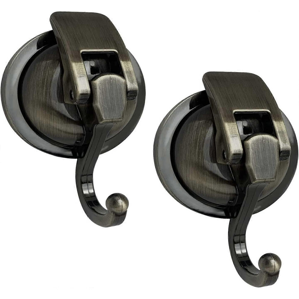 (As Show, One Size) Suction Cup Hook, Heavy Duty Strong Hook, Vacuum Suction Shower Hook, Reusable, Bathroom, Kitchen, Toilet, (2 Pieces, ) Bronze