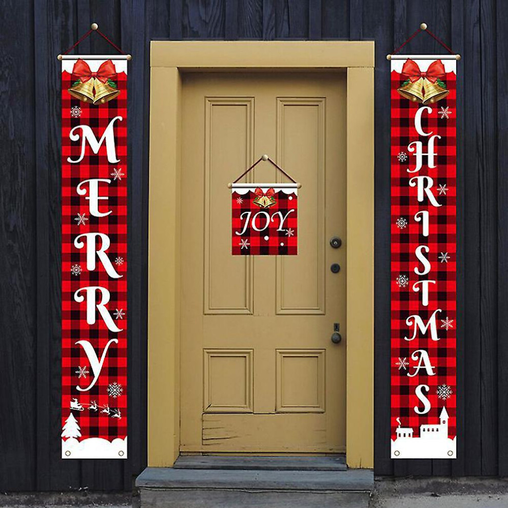 (As show, One size) Christmas Couplet Decorations Party Xmas Background Cloth Banner Merry Christmas Decoration Decorchristmas Couplets With Decorativ