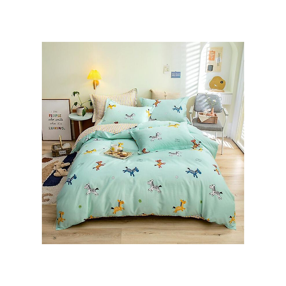 (As show, One size) Bedding Set With 1 Cotton Quilt Cover 1 Sheet And 2 Pillowcases, 220 X 240 Cm, 230 X 245 Cm, 48 X 72 Cm(happy Zebra), Four-piece Sheet Set