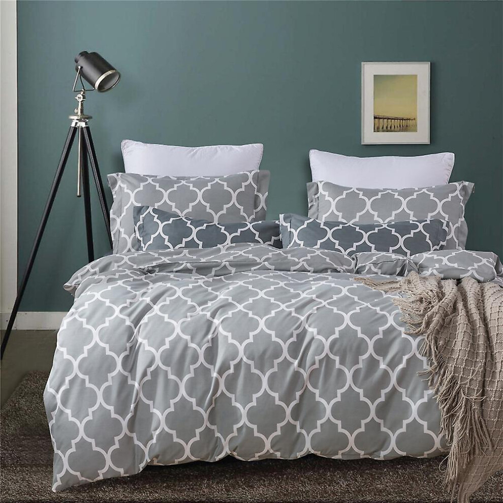 (As show, One size) Duvet Cover Set With 1 Microfiber Duvet Cover And 2 Pillowcases, 229 X 229 Cm, 50 X 66 Cm, Light Grey, Three Piece Pillowcase Quilt Cover