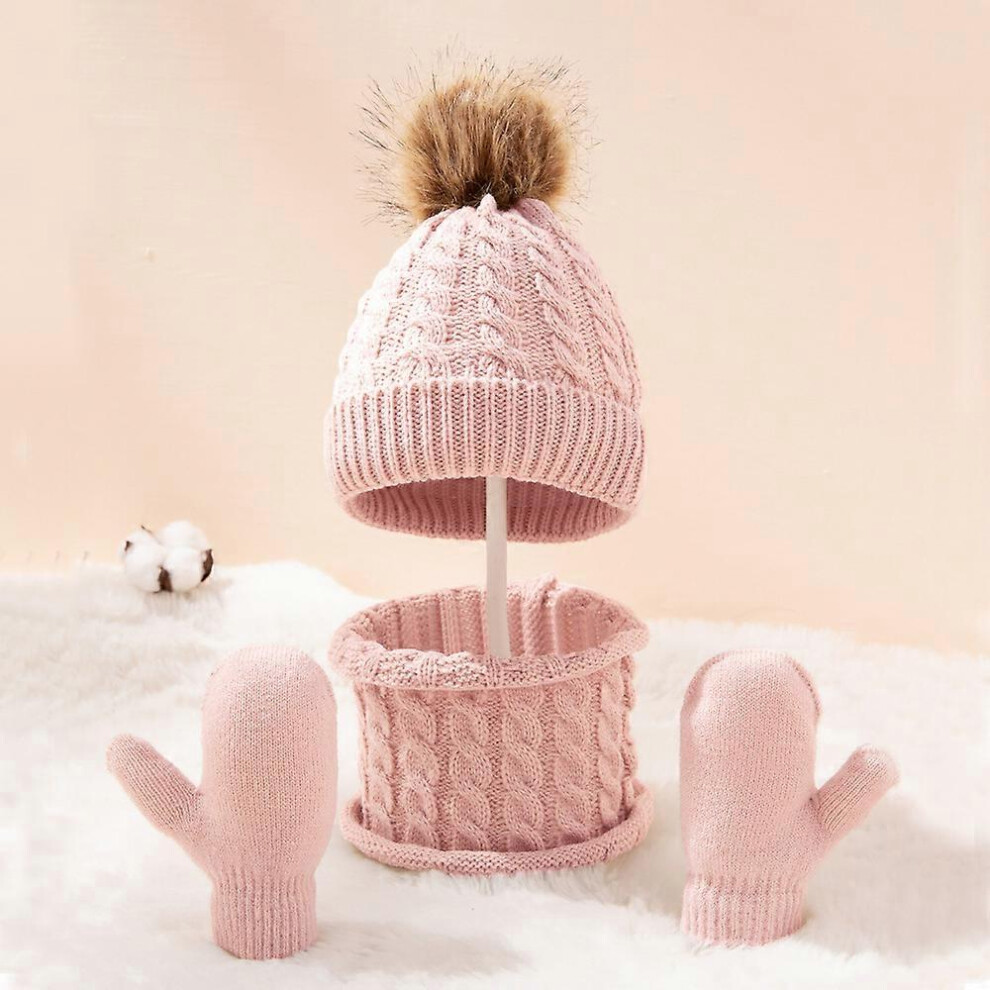 (As show, One size) Double-layer fleece winter hat for women with a warm knitted fleece lining for everyday use in cold weather.pink