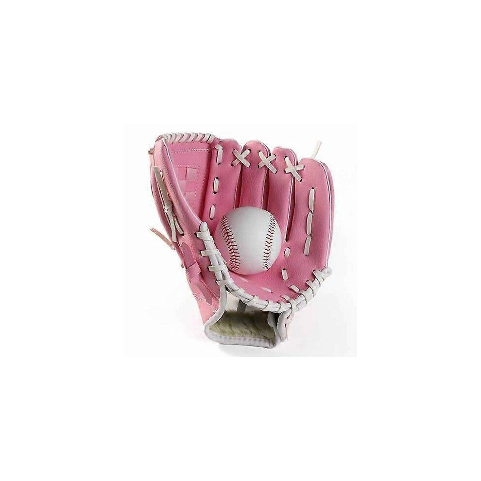 (As Show, One Size) 1Pc Sports Baseball And Softball Professional Glove And Baseball Softball Mitt(10.5 Inch +Ball) Pink