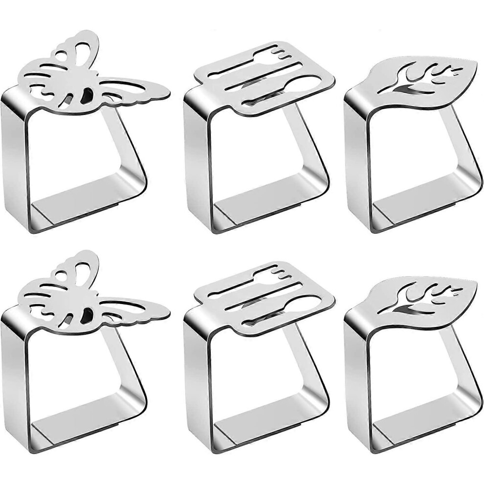 (As show, One size) Stainless steel tablecloth clip, windproof tablecloth holder, outdoor picnic, restaurant, kitchen, party with tablecloth clip, 6