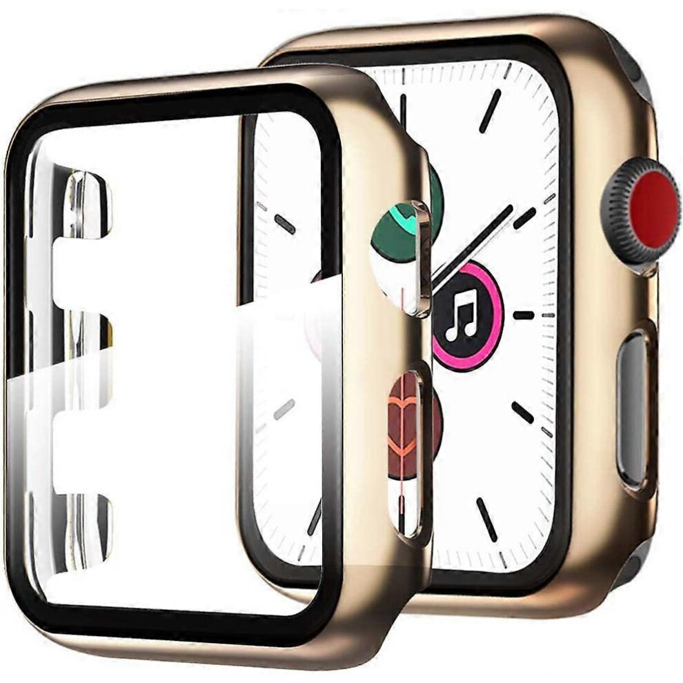 (As show, One size) 2 Pieces Compatible with Apple Watch Series 1/2/3 44mm Case, [Full Coverage] Anti-Scratch Tempered Glass Screen Protector + PC Bum