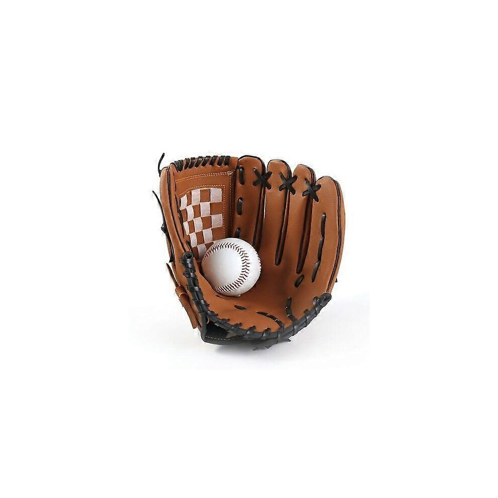 (As Show, One Size) 1Pc Sports Baseball And Softball Professional Glove And Baseball Softball Mitt(10.5 Inch +Ball) Brown