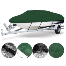 (As show, One size) Boat Cover V Shape 11-13FT 420*270cm Made of 210D Oxford Fabric Green Durable Waterproof, Boat Cover for Trailer, Yacht, Fishing Boat, Tri-Hull, Rain