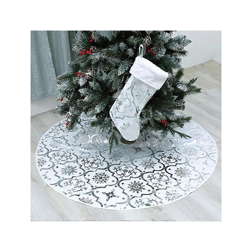 (As show, One size) christmas Tree Skirt Base Floor Mat Cover Home Decor Bauble Ornament white-image-OPC-PHPQMH6-NEW