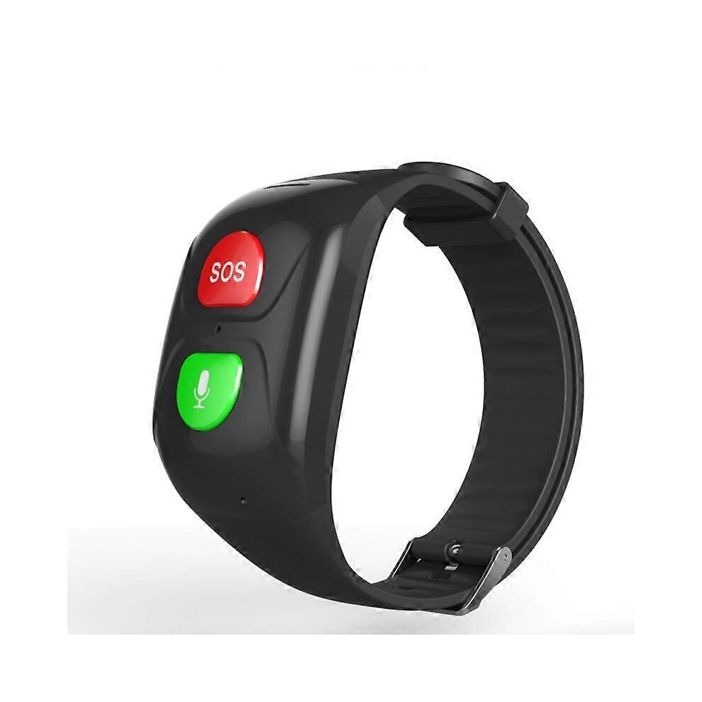 (As show, One size) Elderly Sos Smart Bracelet Smart Watch Gps Information Push Heart Rate Sleep Monitoring Anti-lost Wristwatch (Black)