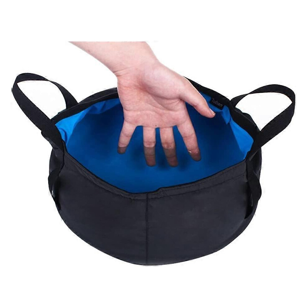 (As Show, One Size) Folding Camp Picnic Vegetable Bucket Travel Foot Bath Foot Basin Washbasin With Portable Bag Fishing Bucketblue Light