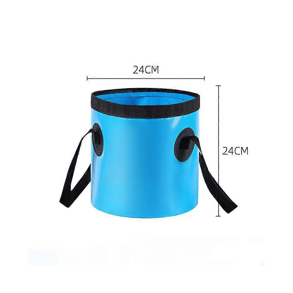 (As show, One size) Portable folding water portable container fishing bucket, used for travel camping, hiking, fishing, gardeningblue 10L