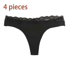 (As show, One size) Women's thong, T-back low waist see-through panties Cotton seamless lace women's thong