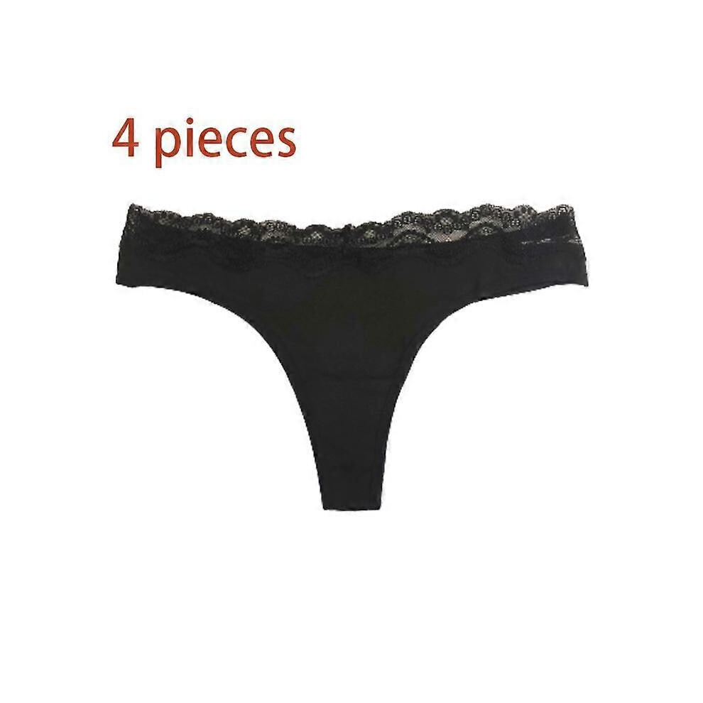 (As show, One size) Women's thong, T-back low waist see-through panties Cotton seamless lace women's thong