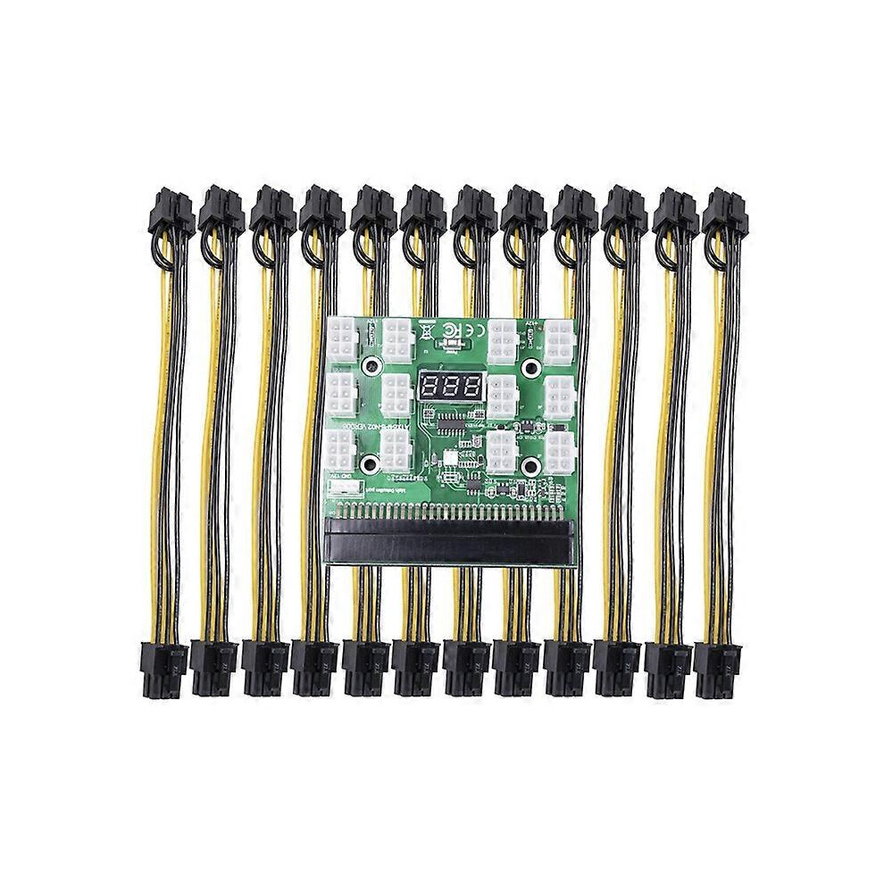 (As Show, One Size) Eth Mining Power Supply Breakout Board +12Pcs 18Awg Pci-E 6Pin To 6+2Pin Cables 5021564544309