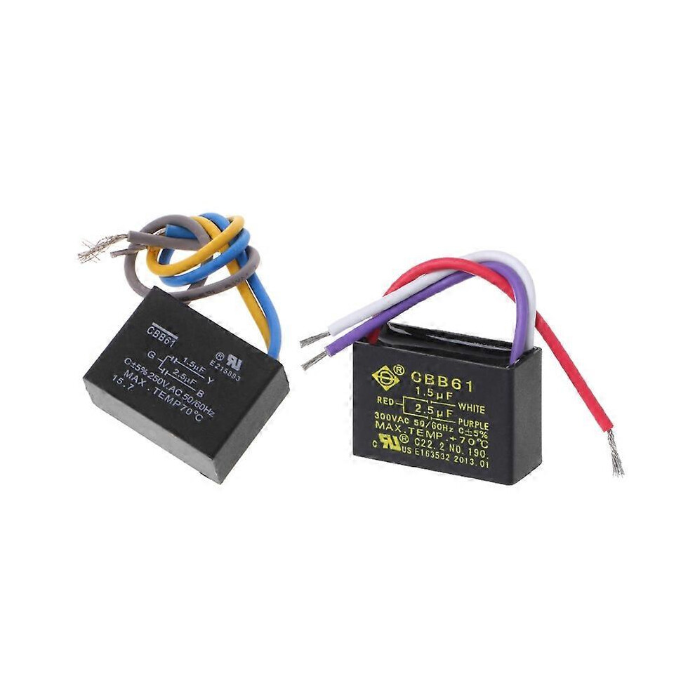 (As Show, One Size) Black Cbb61 1.5Uf+2.5Uf 3 Wires Ac 250V 50/60Hz Capacitor For Ceiling Fan 5021564517112
