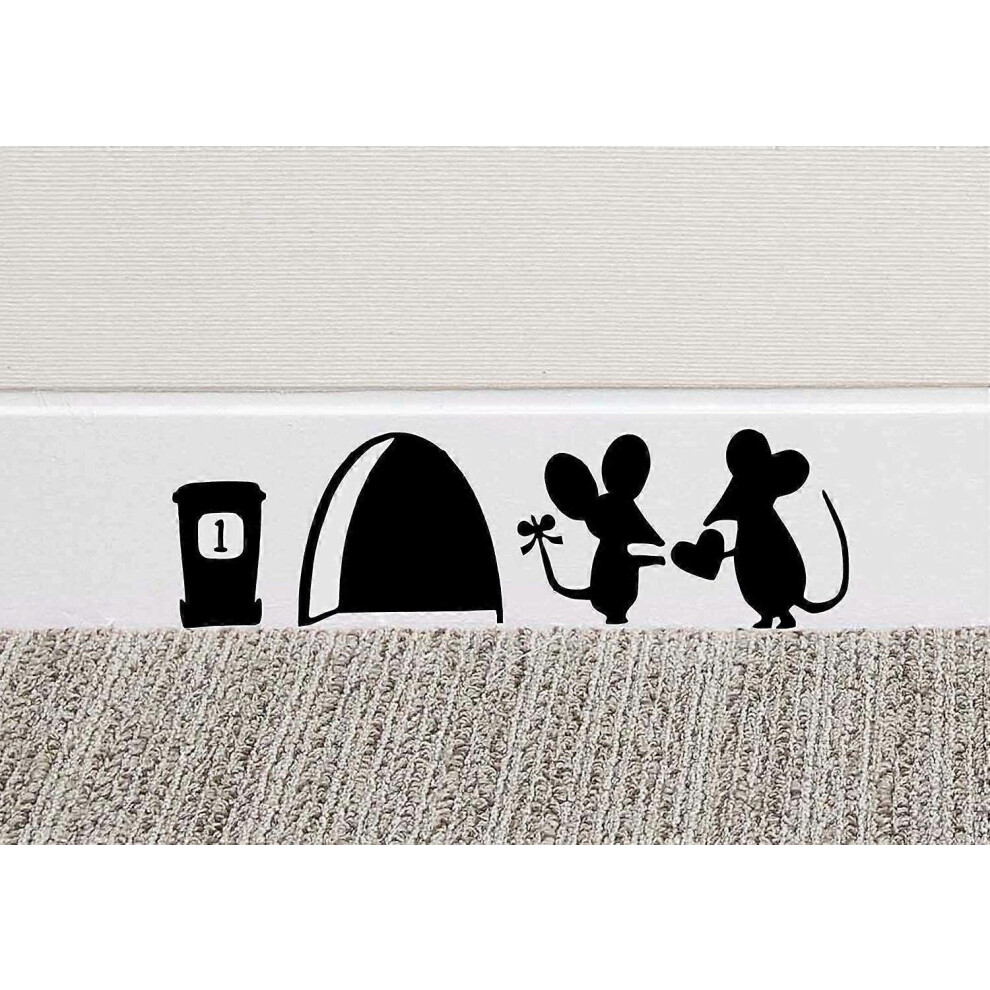 (As show, One size) Wall stickers cute funny rat Hole living room bedroom word wall sticker decorative painting illustration fine carving sticker van tide Creative sticke
