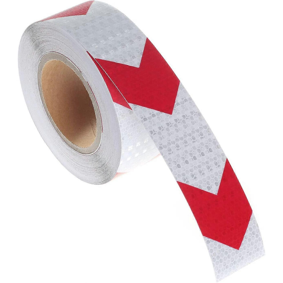 New (As Show, One Size) 10Mx5cm Reflective Warning Tape, Reflector Safety Tape For Arrow Orientation, Warning Sign, High Visibility, High Intensity, Arrow Red/White