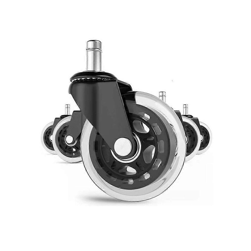 (As show, One size) Set of 4 Castors for Office Chair - Swivel Caster with Rubber Floor Protector Wheel - Does Not Mark Floors - With Silent Rolling