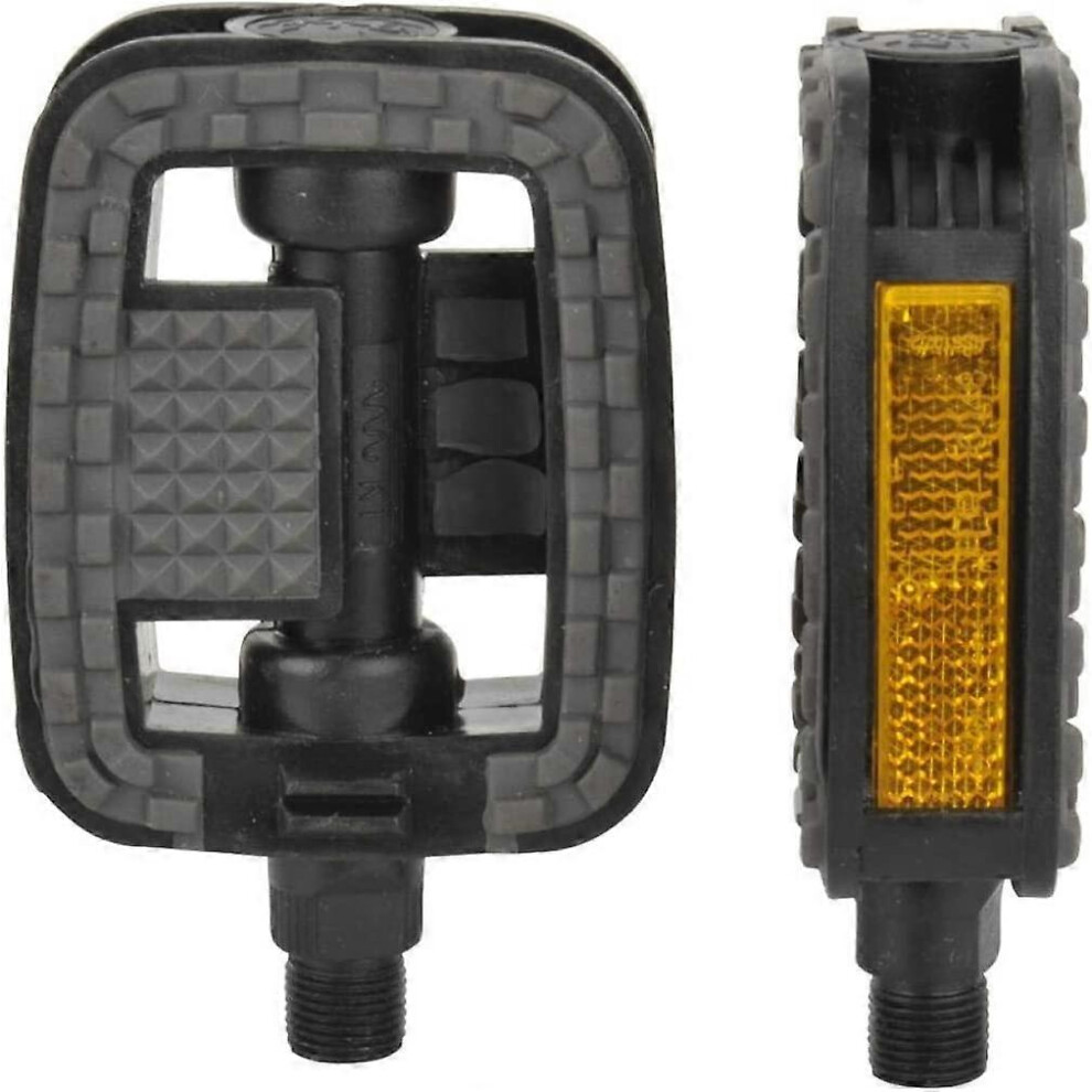 (As Show, One Size) Pedals With Anti-Slip Strips And Reflectors, Compatible With All Types Of Bikes, Black