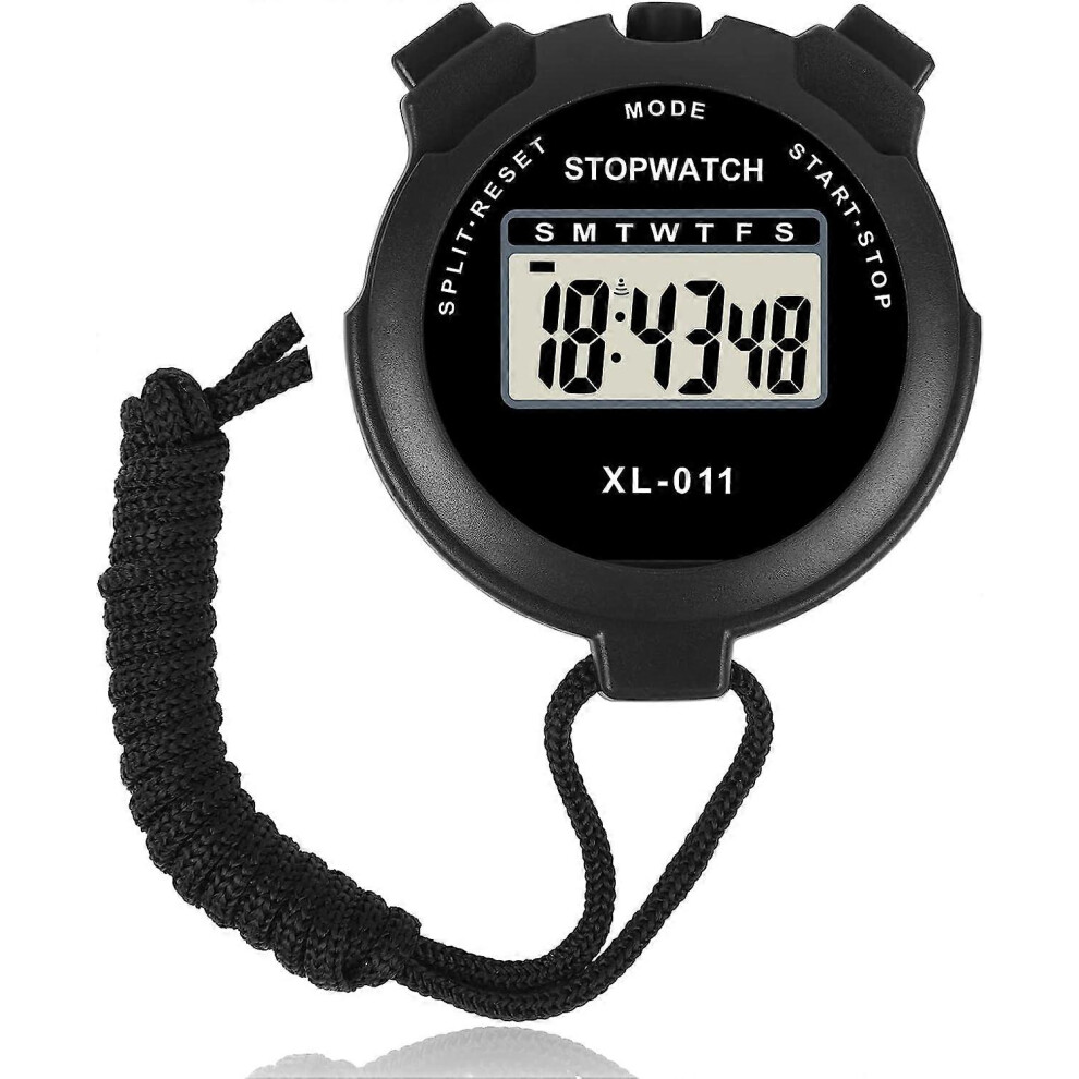 (As show, One size) Waterproof Electronic Stopwatch, Multifunction Sports Stopwatch, Digital Stopwatch Interval Referee Digital Watch ABS Outdoor with