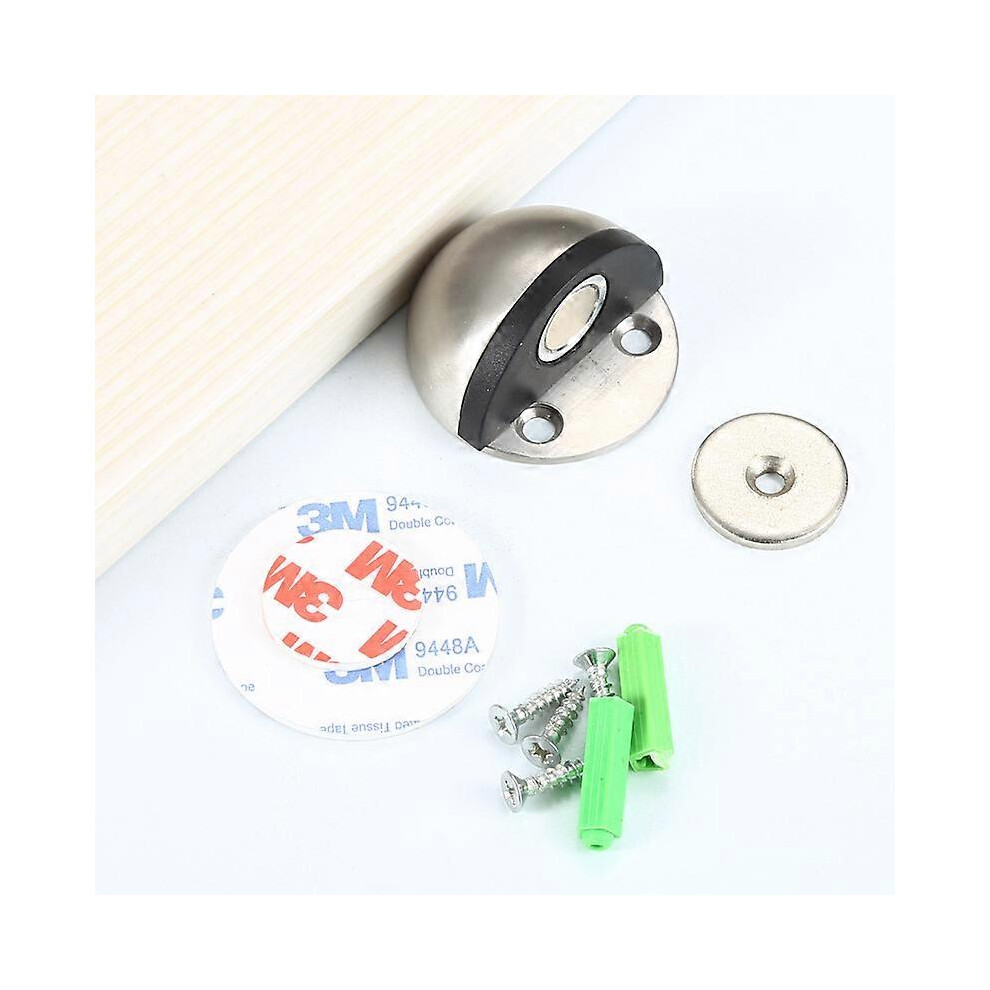 (As show, One size) Magnetic Door Stops 1 Pieces Stainless Steel Adhesive Magnetic Door Stopper with Rubber Bumper Heavy Duty Door Stoppers