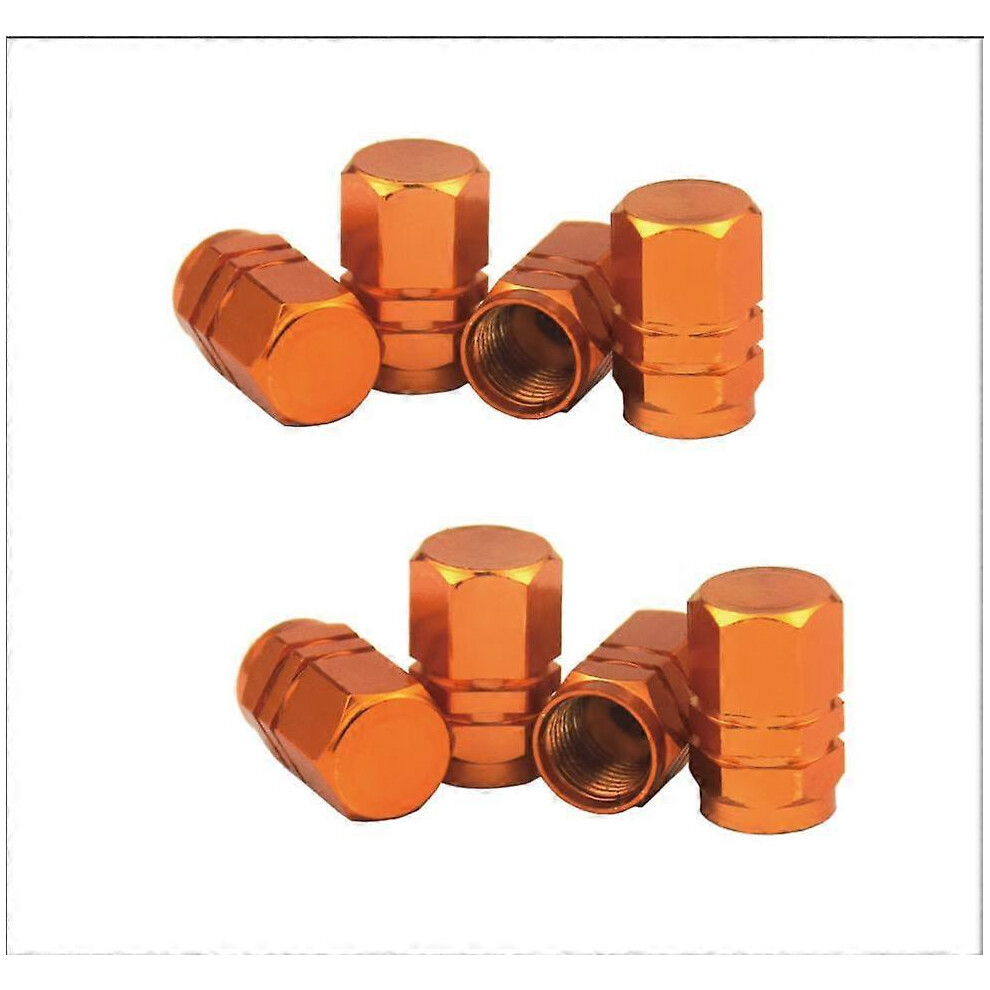 (As Show, One Size) 8 Pieces Aluminum Auto Valve Stem Caps - Tire Valve Stem Caps - Auto Valve Stem Caps With Gasket - For Cars, Suvs, Bikes, Trucks, Gold