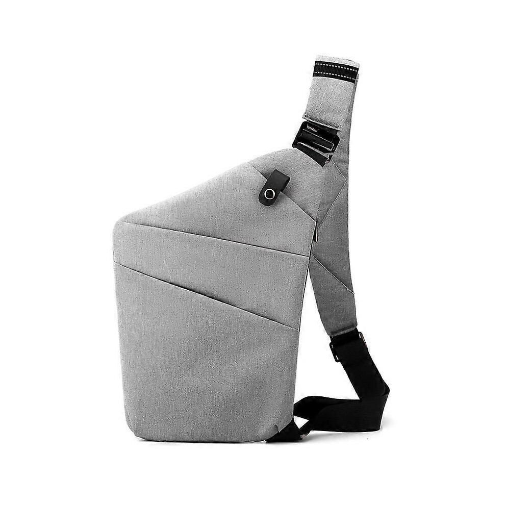 (As Show, One Size) (, Left Side) Sports Sling Bag Chest Bag Anti-Theft Security Shoulder Bag Messenger Bag For Outdoor Travel Silver