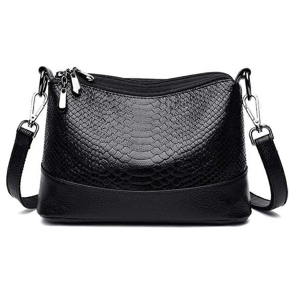 (As show, One size) Women's Crossbody Bag PU Leather Small Hobo Shoulder Bag Elegant Handbags Black
